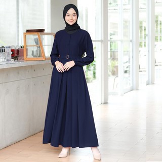 Baju Gamis Wanita Muslim Terbaru Sandira Dress cantik Murah kekinian GMS01 WN 1-MNA NAVY