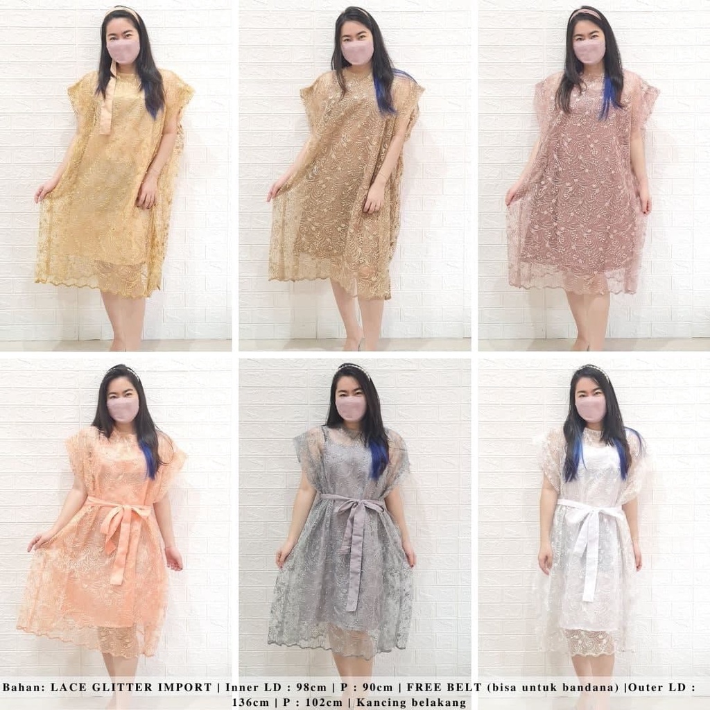 3219 angelia lace dress brukat dress wanita kondangan dress