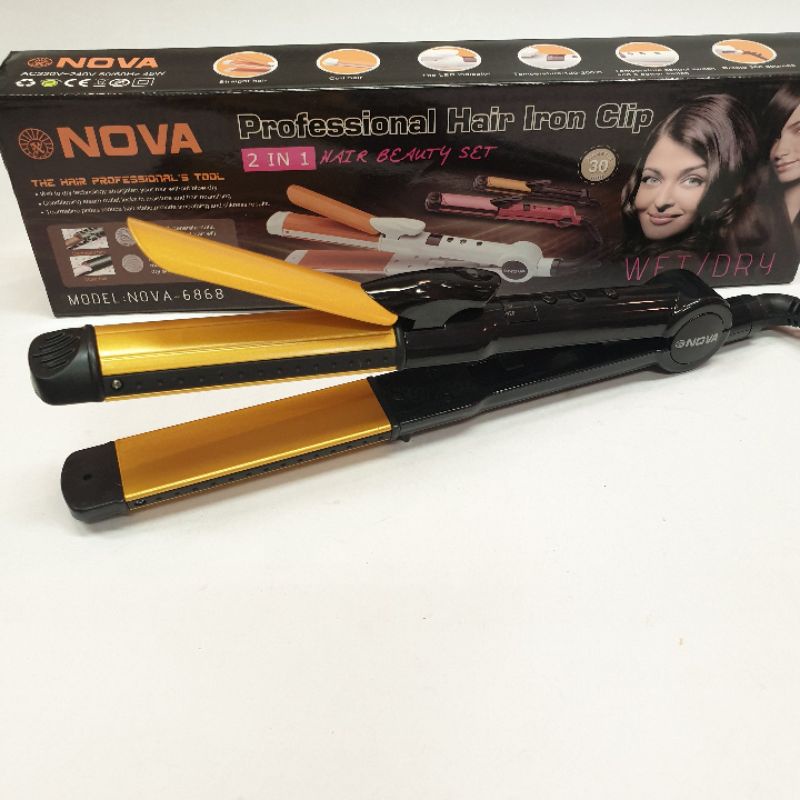 Alat Catokan Rambut Keriting Curly Dan Lurus 2in1 Nova 6868T