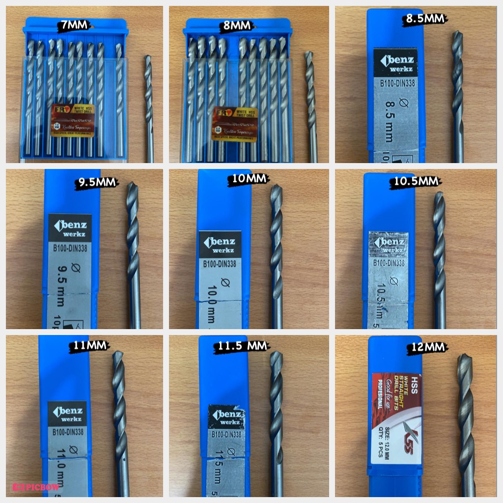 Mata Bor Besi Tembok Kayu Drill Bit set 7MM 8MM 8.5MM 9.5MM 10MM 10.5MM 11MM 11.5 MM 12 MM