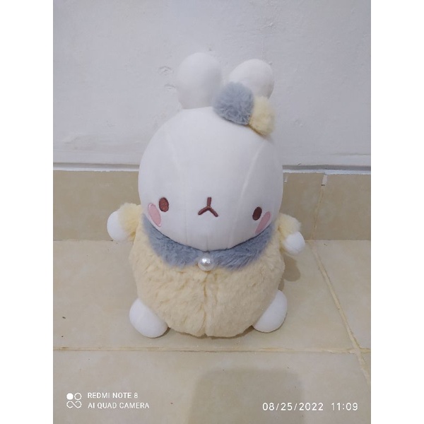boneka molang miniso kostum bulu mutiara