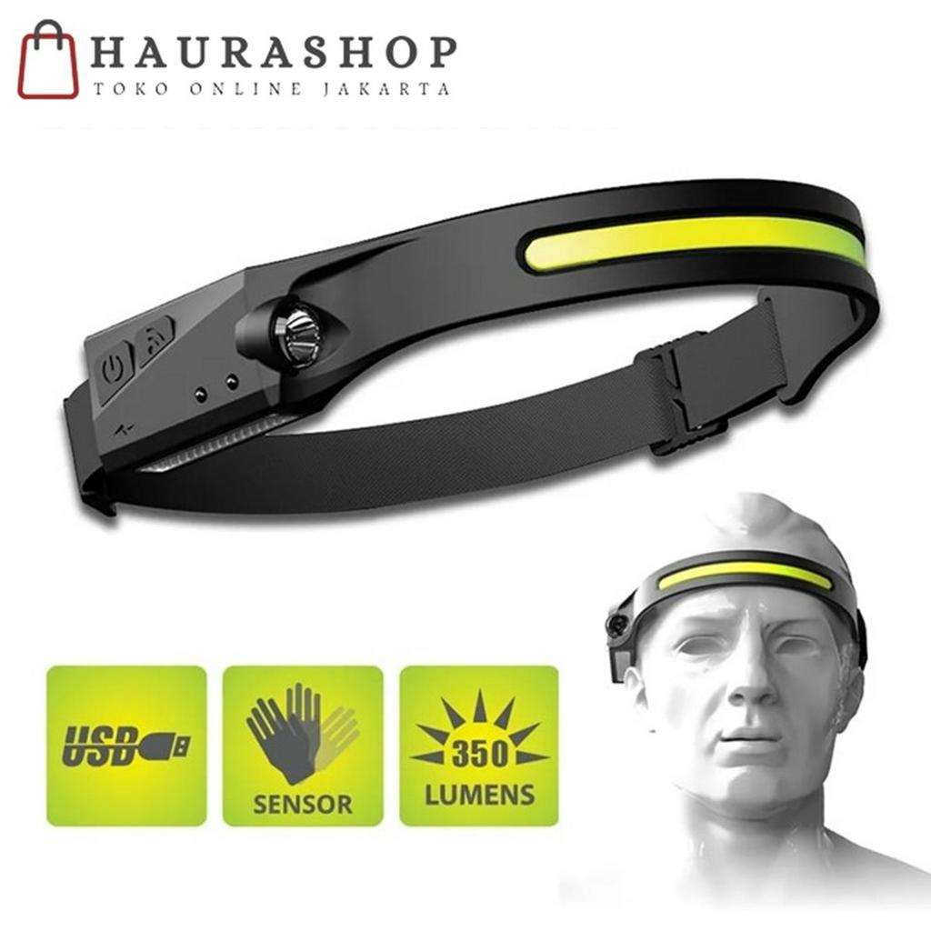 LX200 Senter Kepala Headligth Headlamp Flashlight Sensor 5 Mode USB LED XPE+COB Rechargeable Waterproof IPX4