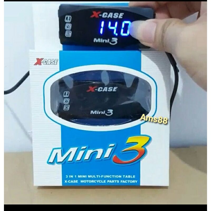 Volt Meter Aki + Plus Jam Digitar + Suhu 3 In 1 Universal semua motor