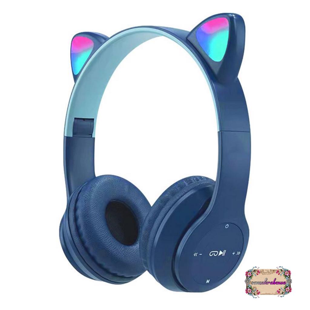 CAT EARS HEADSET headphone Hf bando telinga kucing P47m LED BANDO BLUETOOTH wireles RGB GAME HEADSET G-P47M LED WIRELESS super BASS SB5402