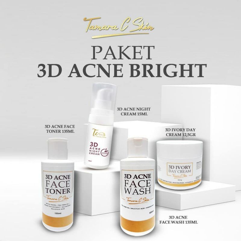 PAKET 3D ACNE BRIGHT TAMARA C SKIN PAKET CREAM JERAWAT