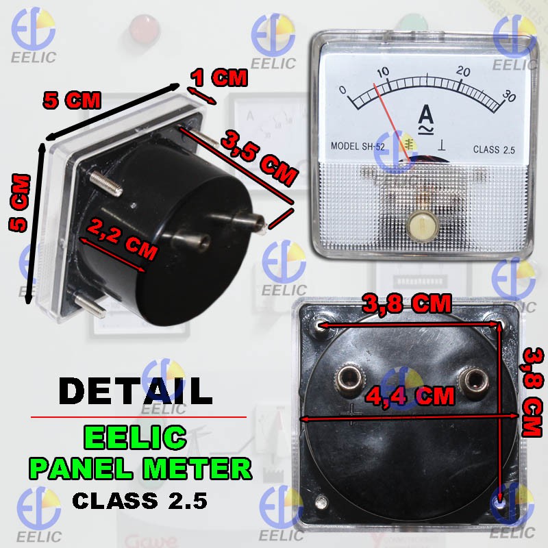 EELIC PAM-52 -A30-1 Panel AC/DC Ampere Meter Analog Program 52 Standart Internasional