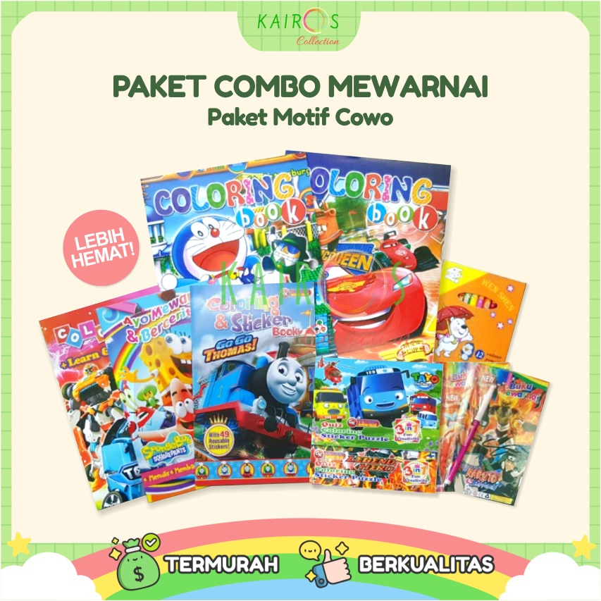 Paket Combo Buku Mewarnai Anak (+ Pensil Warna) / Buku Gambar Anak Mewarnai