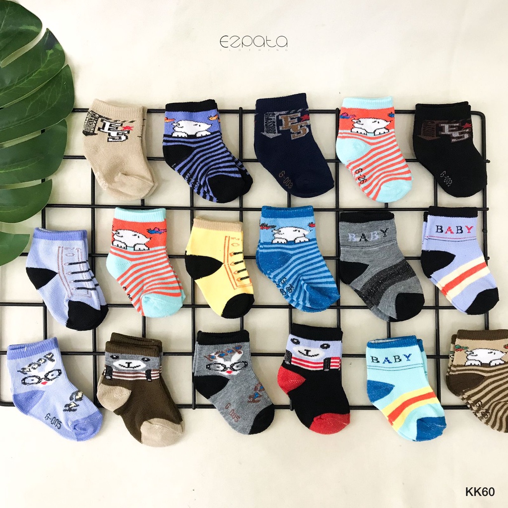 Ezpata Kaos Kaki Bayi Baby Usia 6-12 Bulan Lucu Warna Warni Motif Cetak Karakter Bahan Stretch Melar Nyaman Dipakai Random