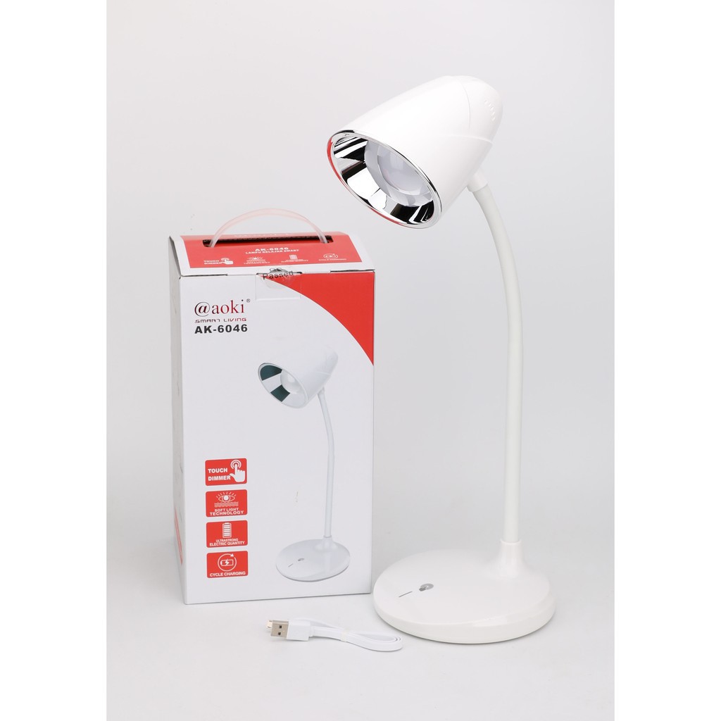 Lampu Meja Belajar 3in1 Cas Emergency Lamp Rechargeable AOKI AK 6046