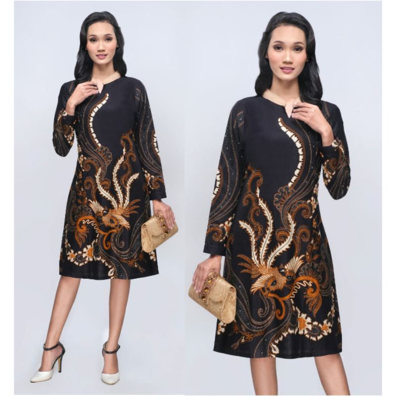 Dress Batik Jumbo Modern XXXL Atasan Wanita Tunik Big Size 4L 5L Lengan Panjang JHN