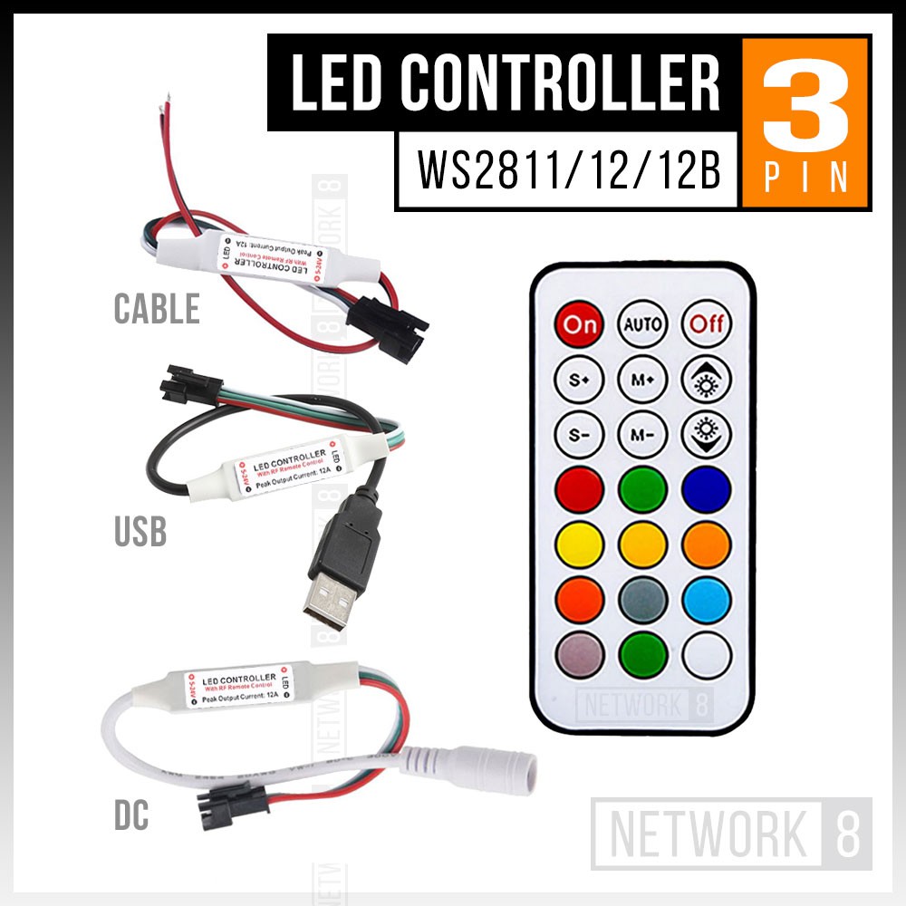 MODUL REMOT CONTROLLER KONTROL DIMMER LAMPU LED STRIP GERAK 21 KEYS DC 5V 12V 24V WS2812B 2812 2811 