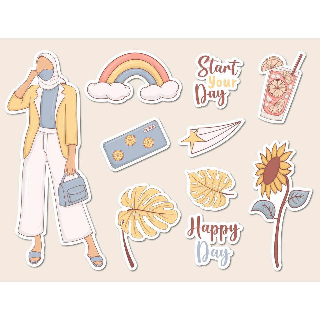 

Sticker hijab girls sticker traveling vinyl / stiker vinyl jurnal travel / aesthetic journal sticker