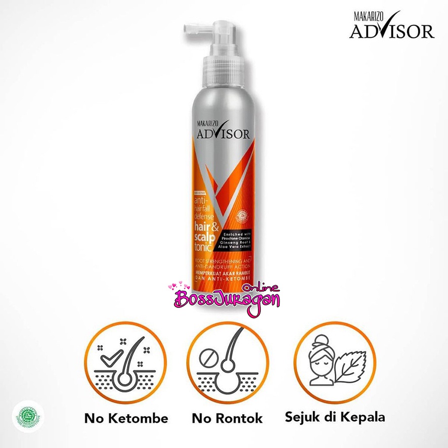 (BOSS) (145ml) Makarizo Advisor Hair &amp; Scalp Tonic 145mL / Perawatan Rambut Rontok dan Ketombe