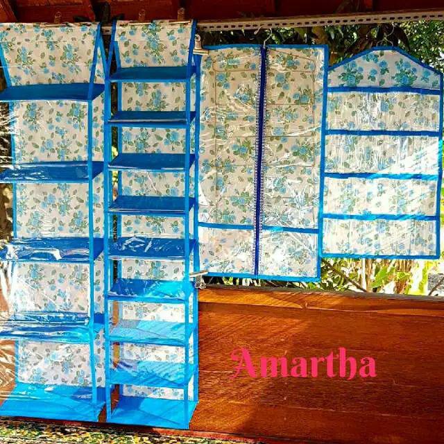 Rak Gantung 4in1 Rak 4in1 Motif Biru Serasi Hbo Hso Hjo Rak Underware Resleting