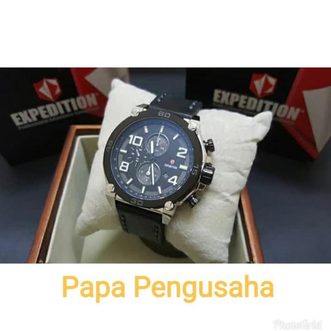 Super Sale Jam Tangan Pria Original Expedition E-6766 Black Silver Ready Stock