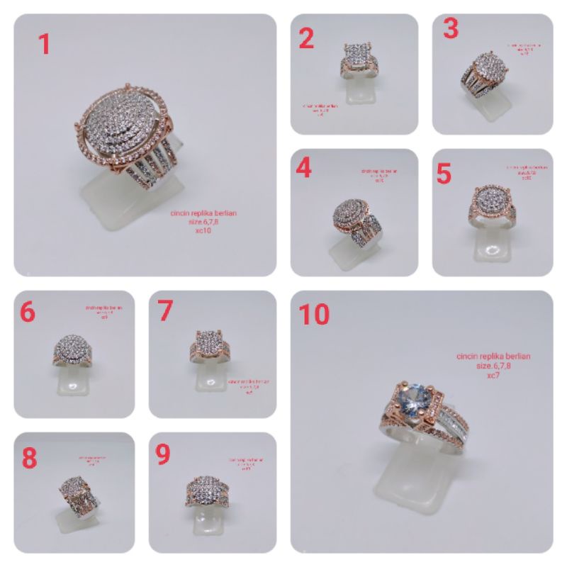 cincin perhiasan aksesoris lapis Emas cincin replika berlian mewah