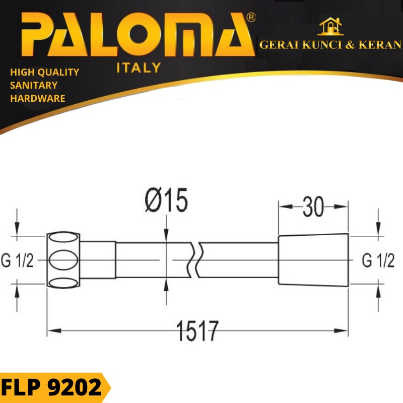 PALOMA FLP 9202 Flexible Hose Selang Handshower Hand Shower Fleksibel HITAM BLACK MATTE