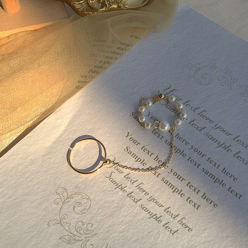 YEEZII Cincin Rantai Adjustable Hias Mutiara Zircon Gaya Korea Untuk Wanita