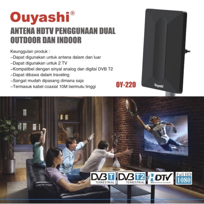 OUYASHI  Antena 2 tv digital luar dalam indoor outdoor