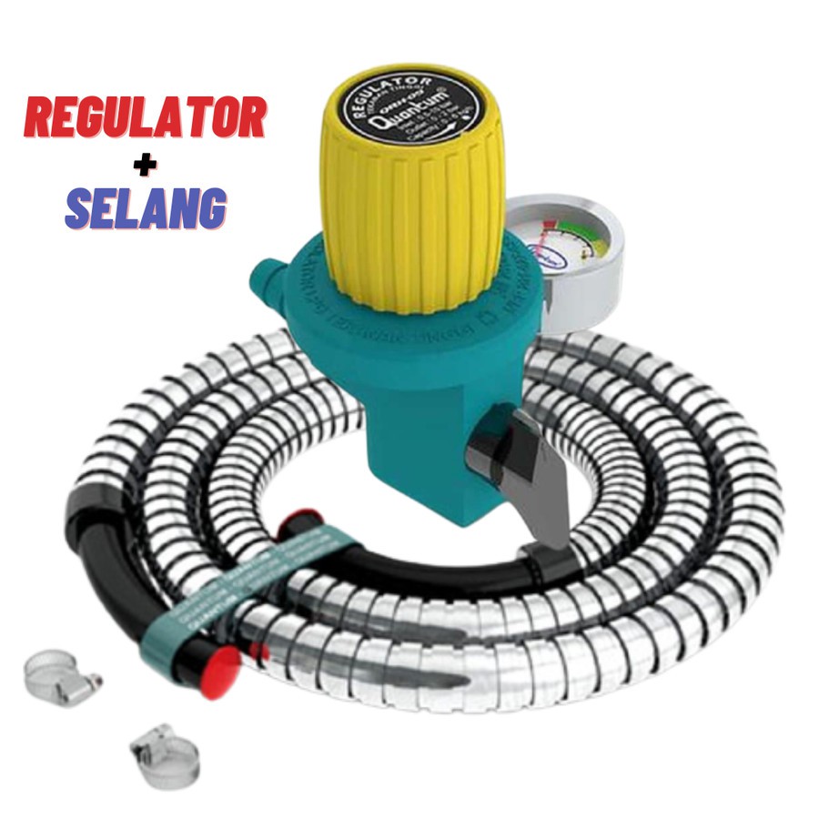 SELANG REGULATOR QUANTUM QRH-09 GB PAKET REGULATOR + SELANG KOMPOR GAS  PAKET SELANG = REGULATOR KOM