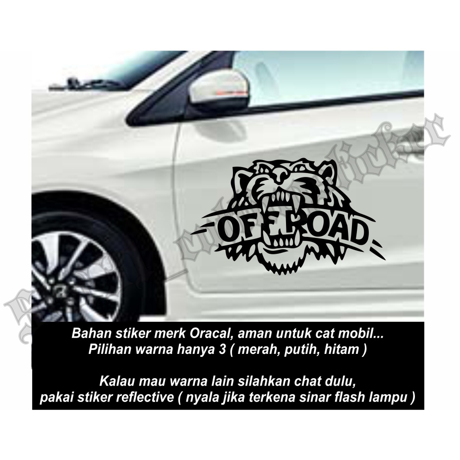 Sticker cutting mobil gambar harimau off road / cutting stiker mobil