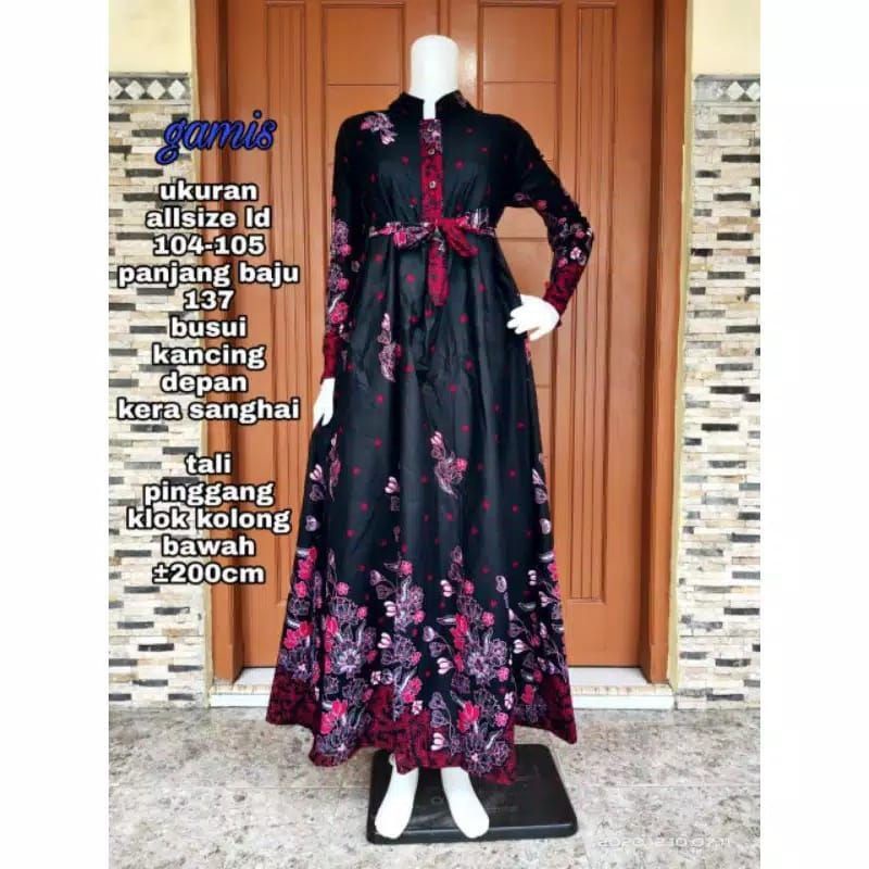 GAMIS BATIK MANGGAR,SEKAR,CANTIK, KUBIS,KUPU,PADI,DAUN/COD-Sakura merah