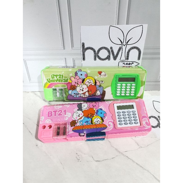 kotak pensil ada kalkulator/pencil case KALKULATOR/TEMPAT PENSIL MAGNET KALKULATOR-BTS makal