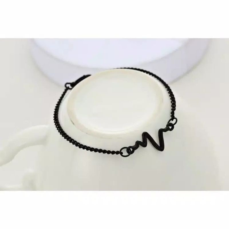 CC (ACC26) Gelang Rantai Unisex Motif Detak Jantung Casual