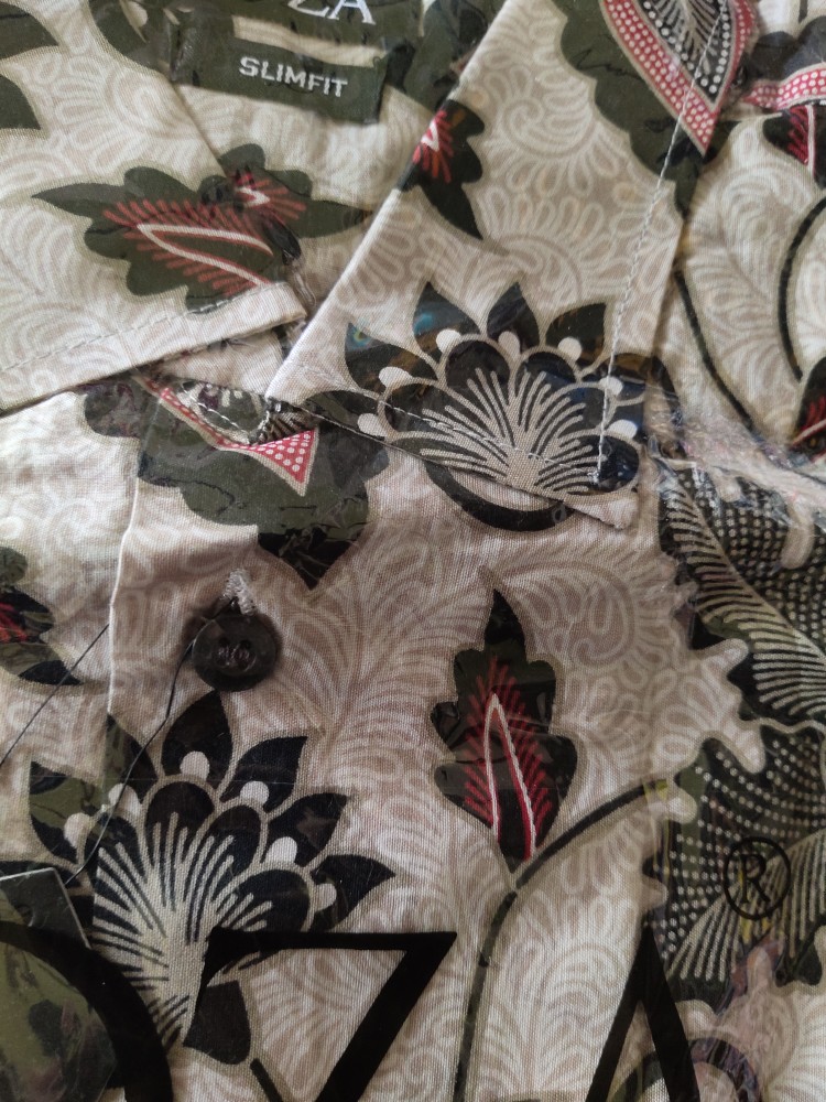 Odza Batik Lengan Panjang Modern Slimfit Modern Pria Kemeja Baju Sogan Hem Solo