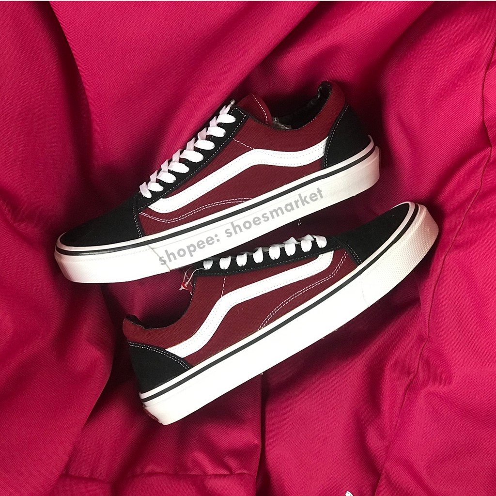 OBRAL SEPATU VANS OLDSKOOL CLASSIC MAROON BLACK