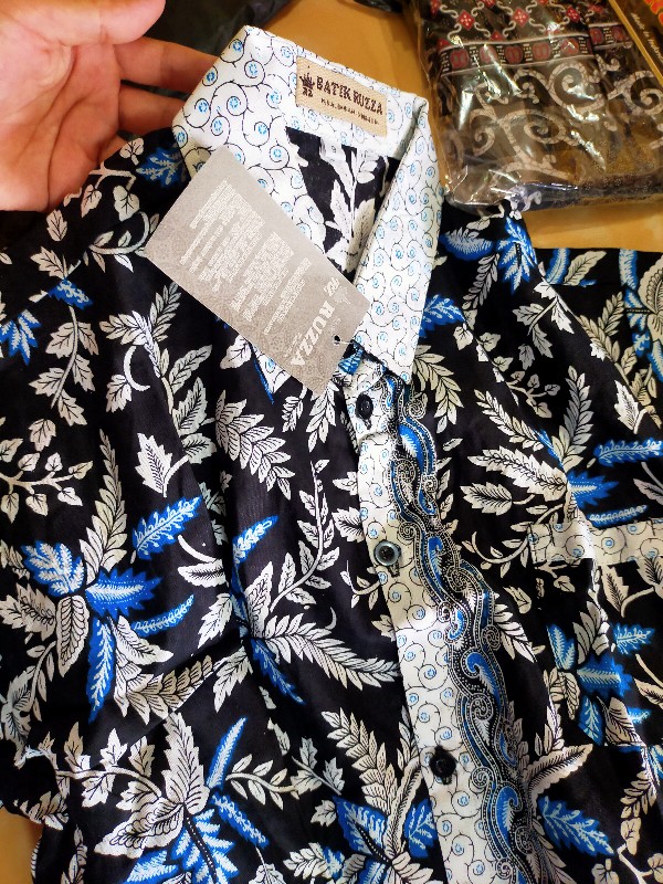 Ruzza Batik Anak Ukuran 0-15 Tahun Kemeja Motif Pari Blarak Biru Merah