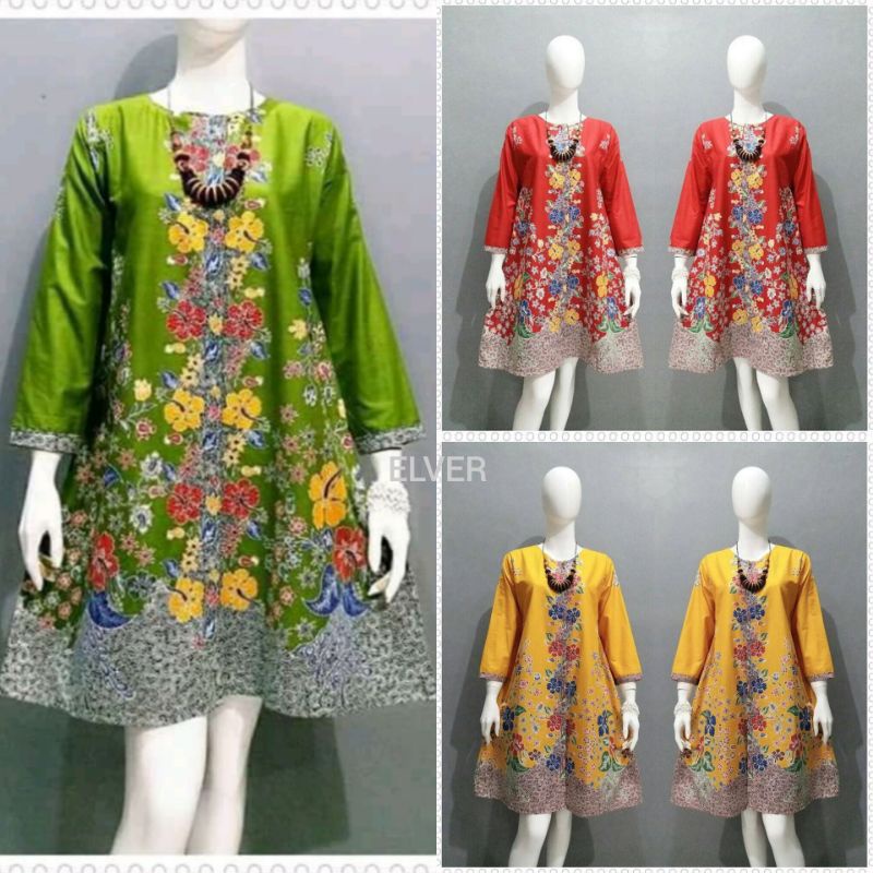 TUNIK BATIK MELATI KERAH BULAT / TUNIK BATIK MELATI MODERN