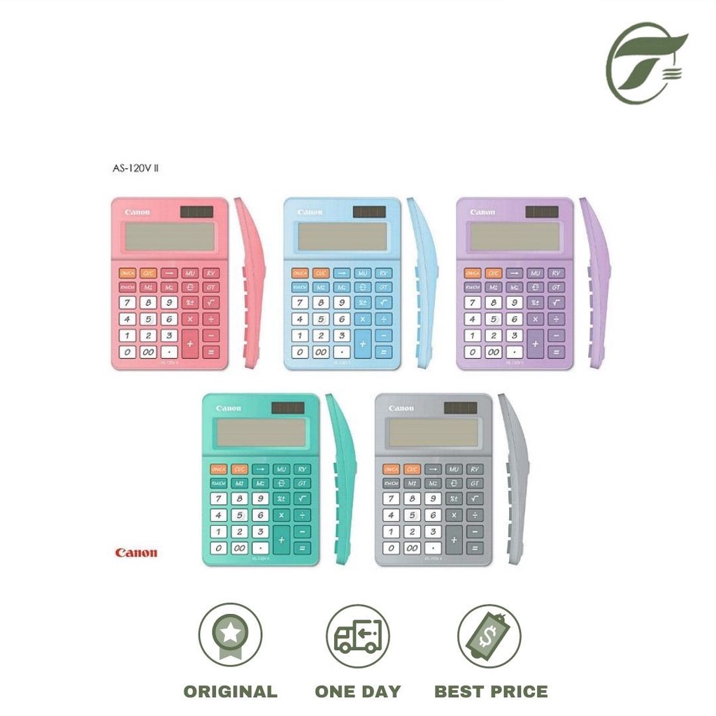 

CALCULATOR AS-120V II 12 DIGITS ARC DESIGN CANON LAVENDER/PARISGREEN/SKYBLUE/SMOKEGREY