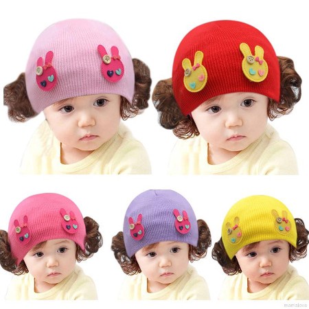 TOPI KUPLUK RAJUT BAYI MOTIF KITTY &amp; LOVE/ TOPI UNISEX / BABY HAT WIG / KUPLUK IMUT