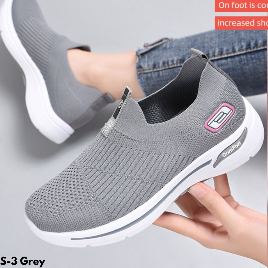 SEPATU SNEAKERS WANITA TANPA TALI IMPORT OLAHRAGA SANTAI NYAMAN DIPAKAI ANTI SLIP S3