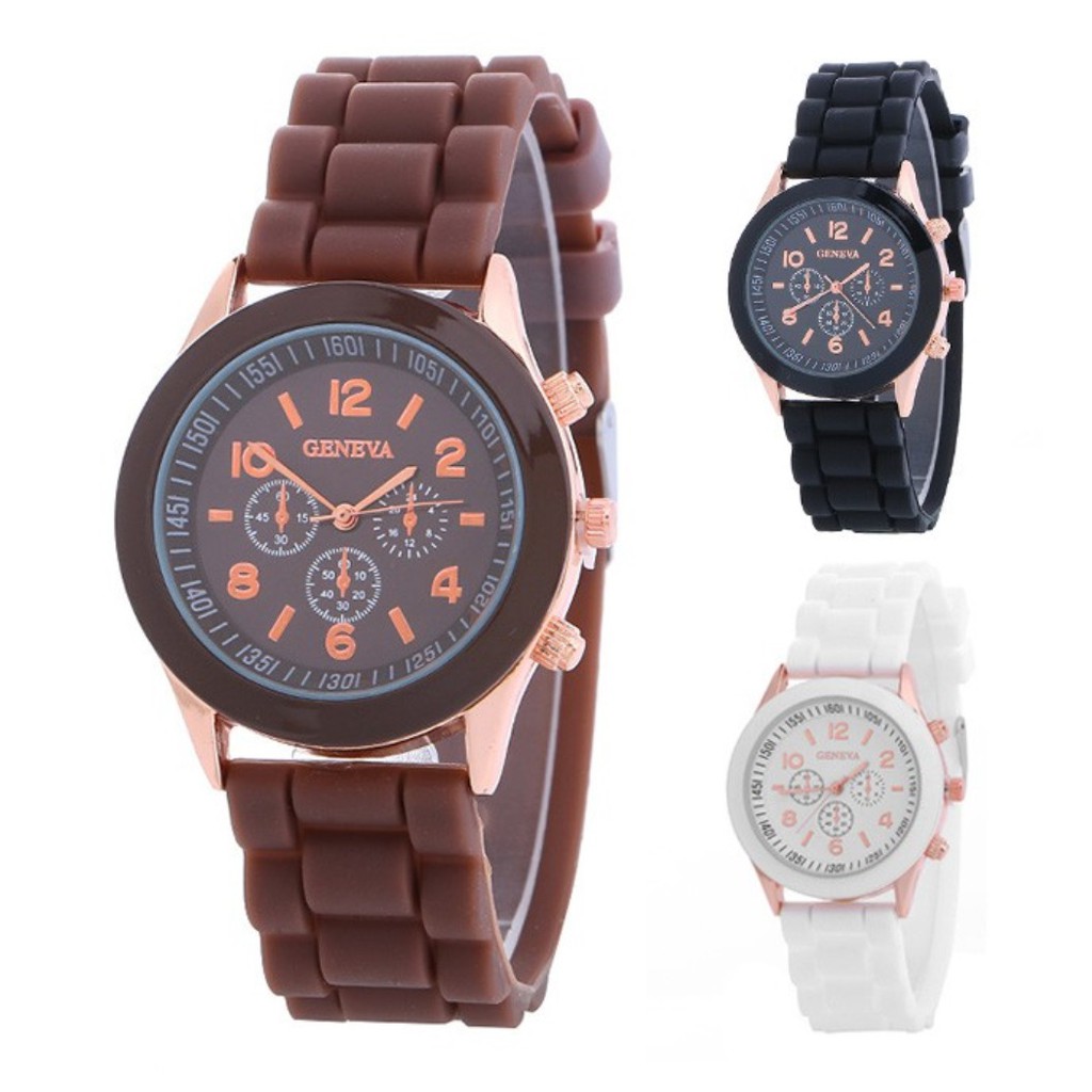 Jam Tangan Geneva Silicone Jelly Wrist Watch Rubber Korea Fashion