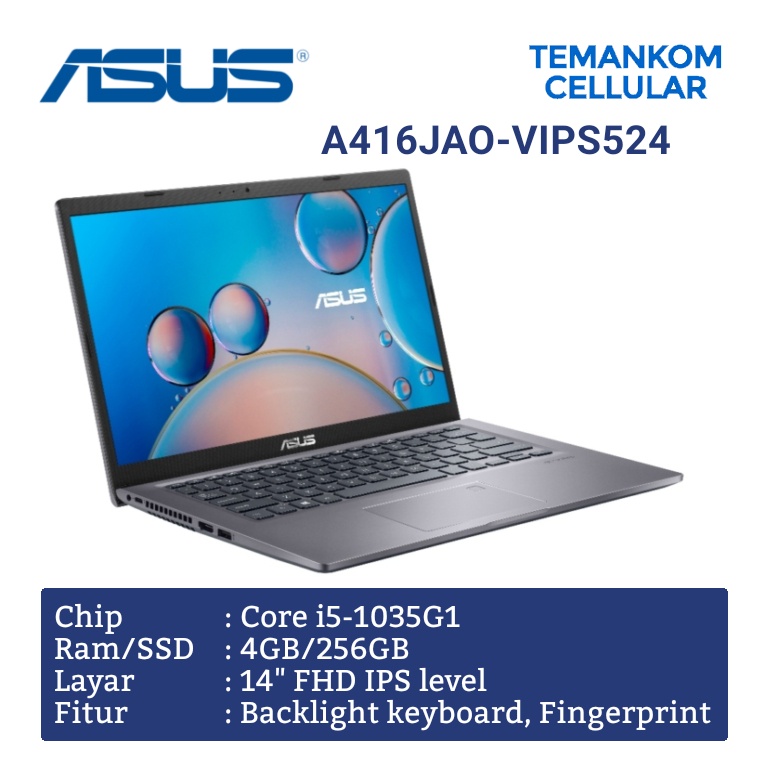 Laptop ASUS VivoBook A416JAO-VIPS524 A416 Core i5-1035G 4GB 256GB Garansi Resmi