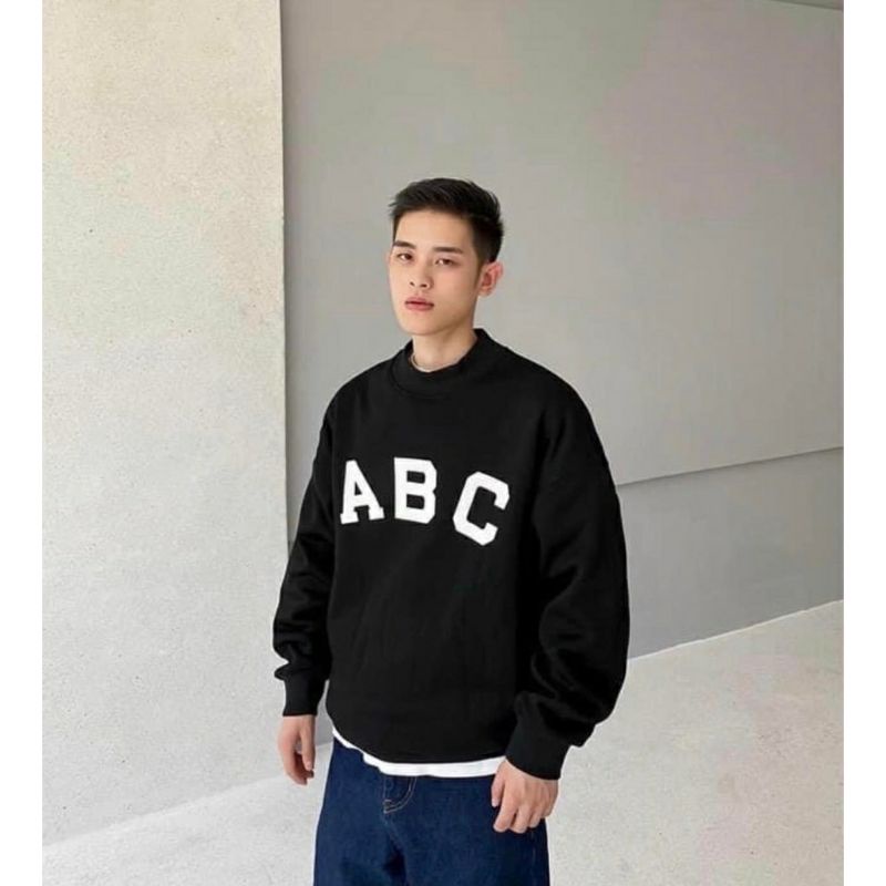 Sweater ABC FOG Unisex (S - 6XL) Crewneck Korean Style Bigsize Oversize Loose Long Sleeve Oblong Harajuku