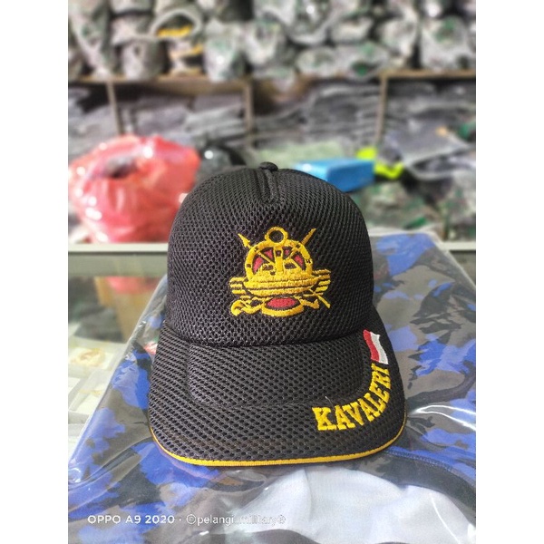 TOPI JARING KAVALERI DOUBLEMES BORDIR TIMBUL LOGO KAVALERI