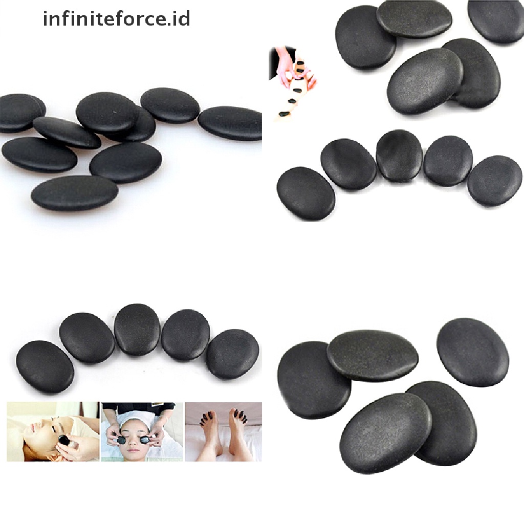 (Infiniteforce.Id) 7pcs / Set Batu Basalt Hitam Ukuran 3x4cm Untuk Pijat