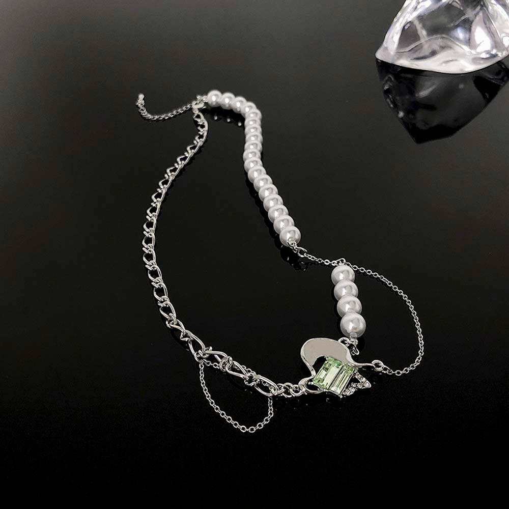 MXBEAUTY Cinta Jahitan Kalung Mutiara Kreatif Klasik Vintage Perak Pacar Pengantin Perhiasan Tulang Selangka Choker Gadis Korea Style Necklace