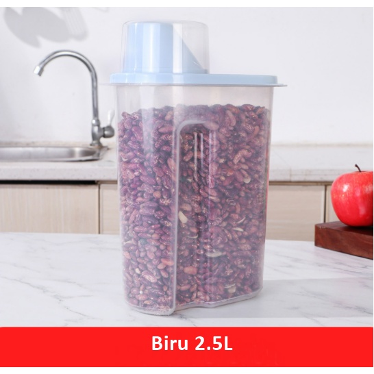 HomiHomi Storage Jar Tempat Penyimpanan Cereal Beras Kacang Kotak Penyimpanan Makanan Serbaguna - KU032