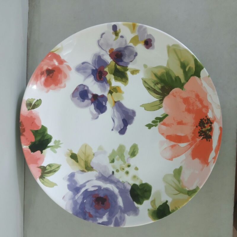 SHABBY DINNER PLATE PIRING KERAMIK SANGO MOTIF CANTIK BUNGA PASTEL PIRING SAJI LAUK SOFT