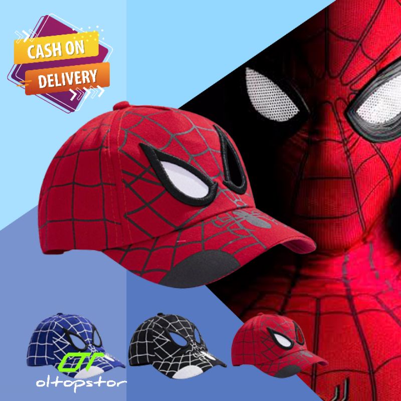 TOPI ANAK (3THN KEATAS) SPIDERMAN SUPER HERO TERBARU FULL SABLON PLUS BORDIR Terbaru Kartun Karakter Spiderman Super Hero