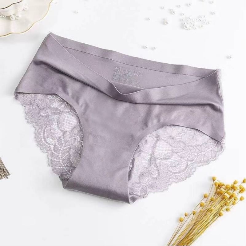 CELANA DALAM SEAMLESS RENDA BAHAN ICE SILK CD SEXY LACE WANITA