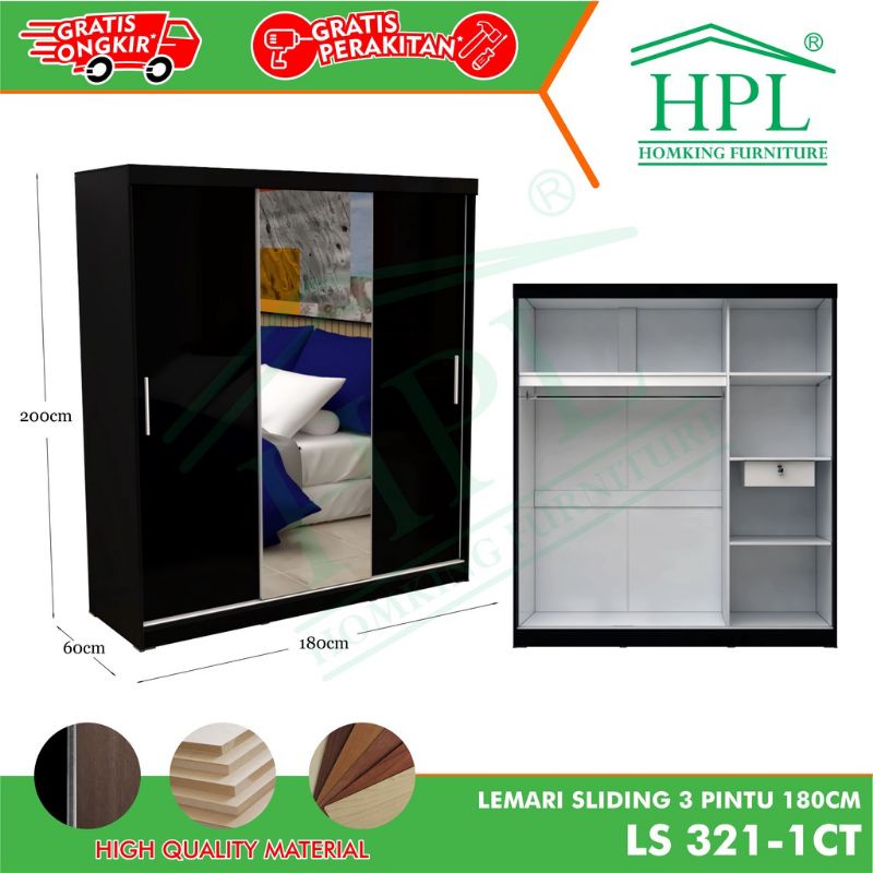 Lemari sliding 3pintu hpl minimalis