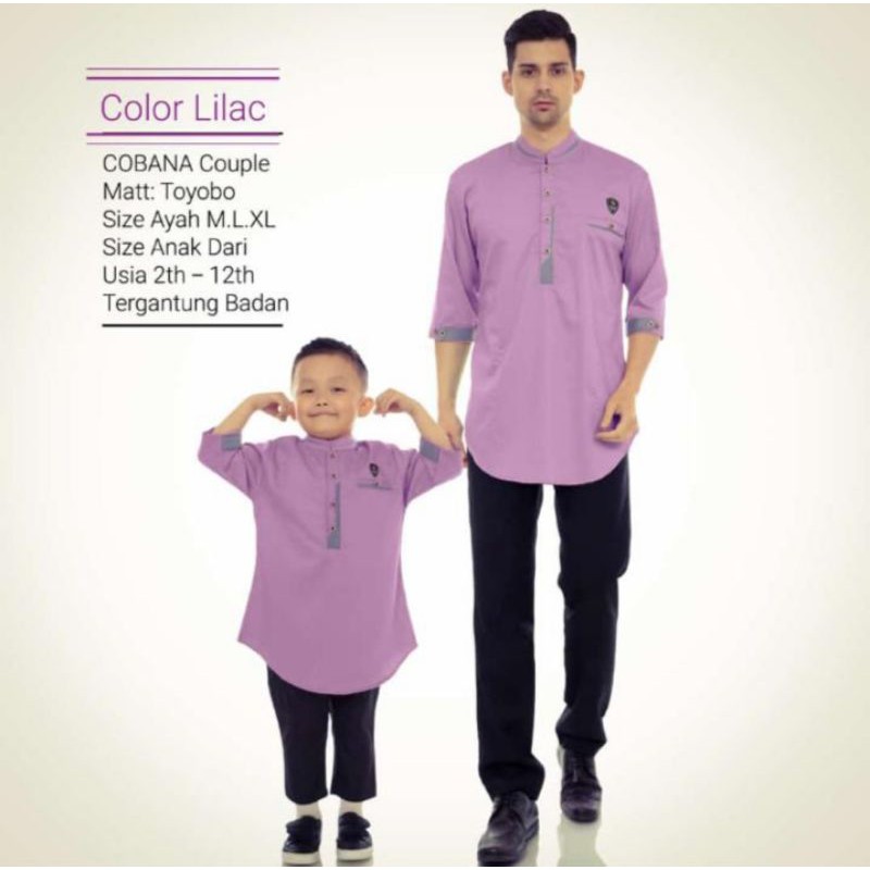 Pensi Store - Baju Koko Couple Lilac Cobana Untuk Ayah Dan Anak / Koko Qurta Lilac Terbaru / Koko Li