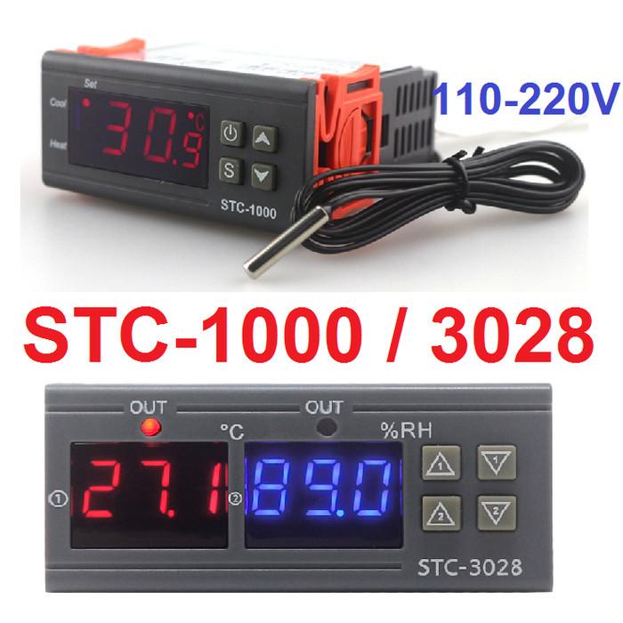 Thermostat Hygrostat Digital STC-3028 STC-1000 atur Suhu Kelembaban