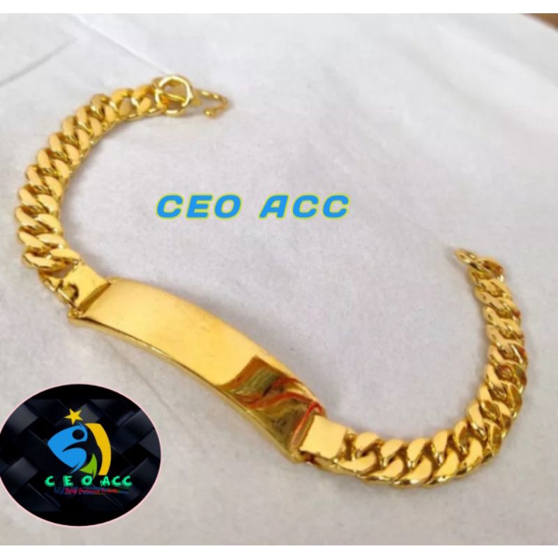 Gelang Rantai Plat Lapis Emas 24k / Gelang Titanium Gold