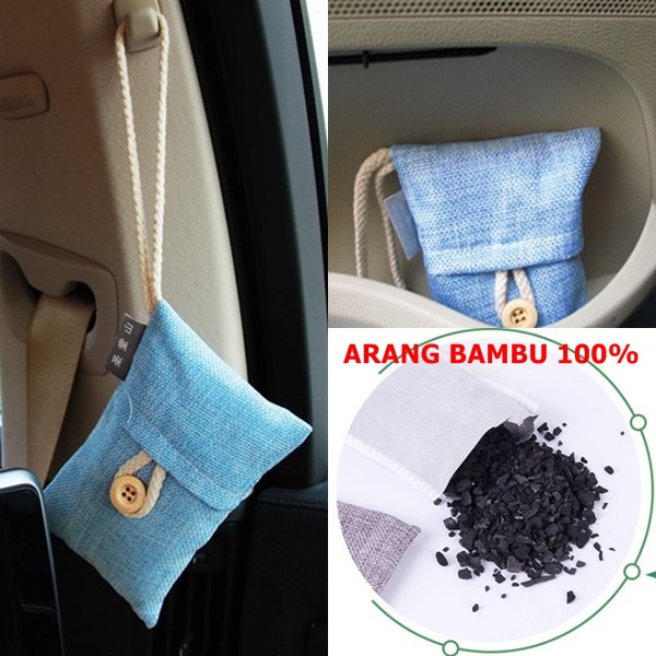 Premium Packing Kantong Arang Bambu Karbonaktif Penghilang Bau Ruangan / Mobil